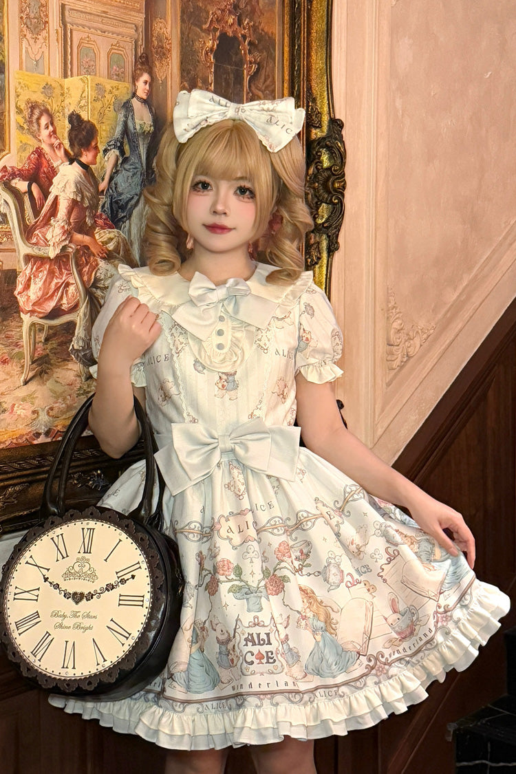 Gothic Lolita Dress - The Princess's Magical Diary, Blue, Ruffled, Printed, Sweet Style - main product image