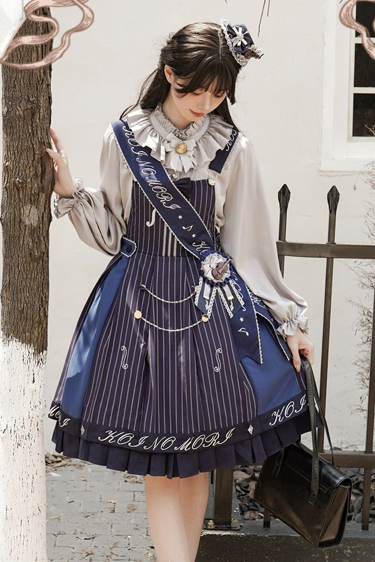 Gothic Lolita Dress - The Violin, 2 Colors, Bow Detail, Lace Trim, Ruffled - S Blue / M Blue / L Blue option