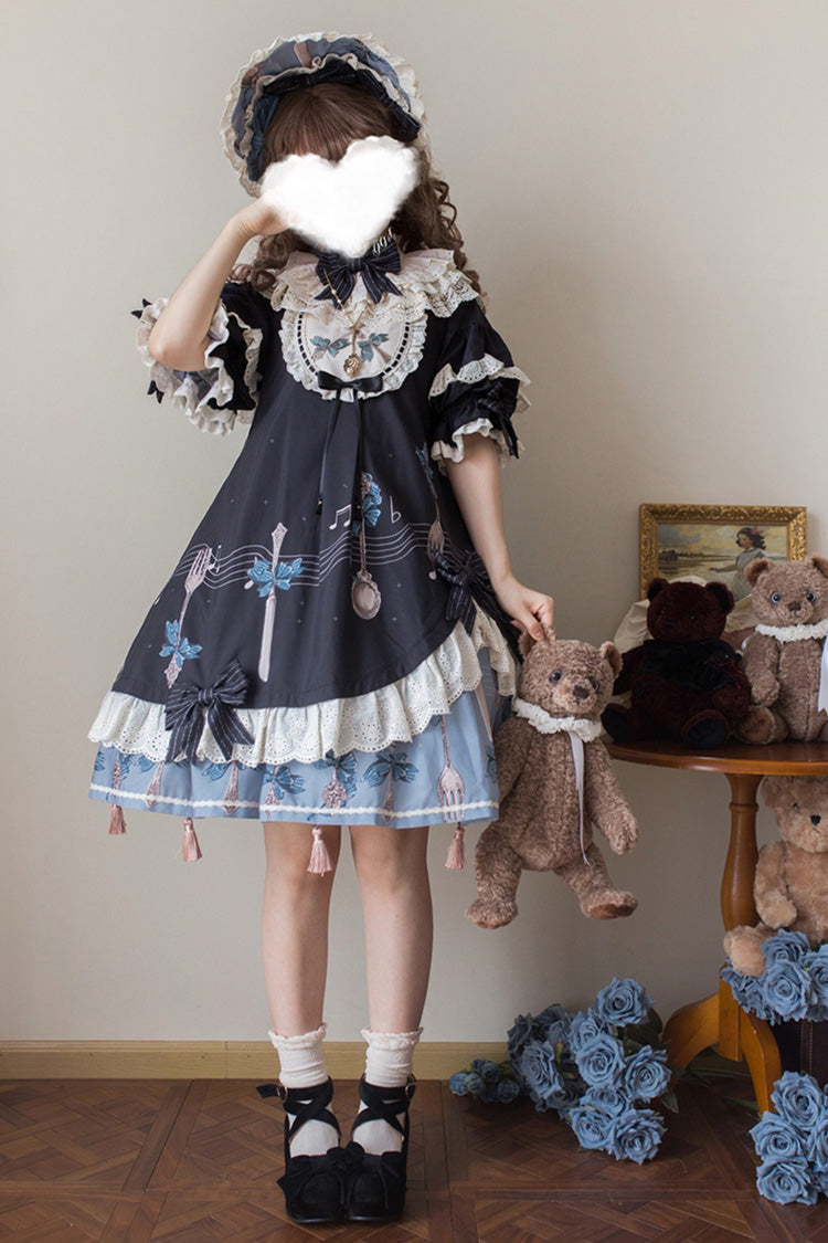 Gothic Lolita Dress - The Witch’s Banquet, Blue, Printed, Embroidered, Sweet Style - additional product view 2