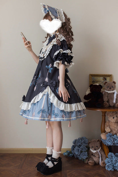 Gothic Lolita Dress - The Witch’s Banquet, Blue, Printed, Embroidered, Sweet Style - additional product view 3