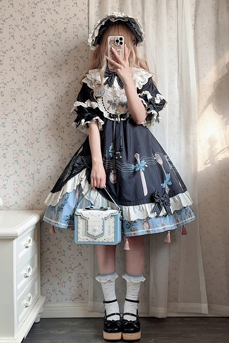 Gothic Lolita Dress - The Witch’s Banquet, Blue, Printed, Embroidered, Sweet Style - additional product view 4