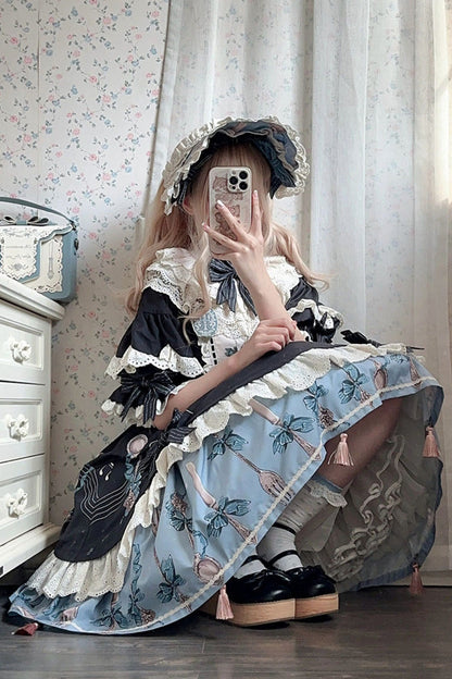 Gothic Lolita Dress - The Witch’s Banquet, Blue, Printed, Embroidered, Sweet Style - additional product view 5