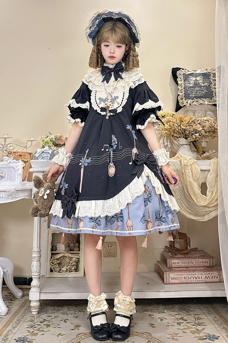 Gothic Lolita Dress - The Witch’s Banquet, Blue, Printed, Embroidered, Sweet Style - main product image