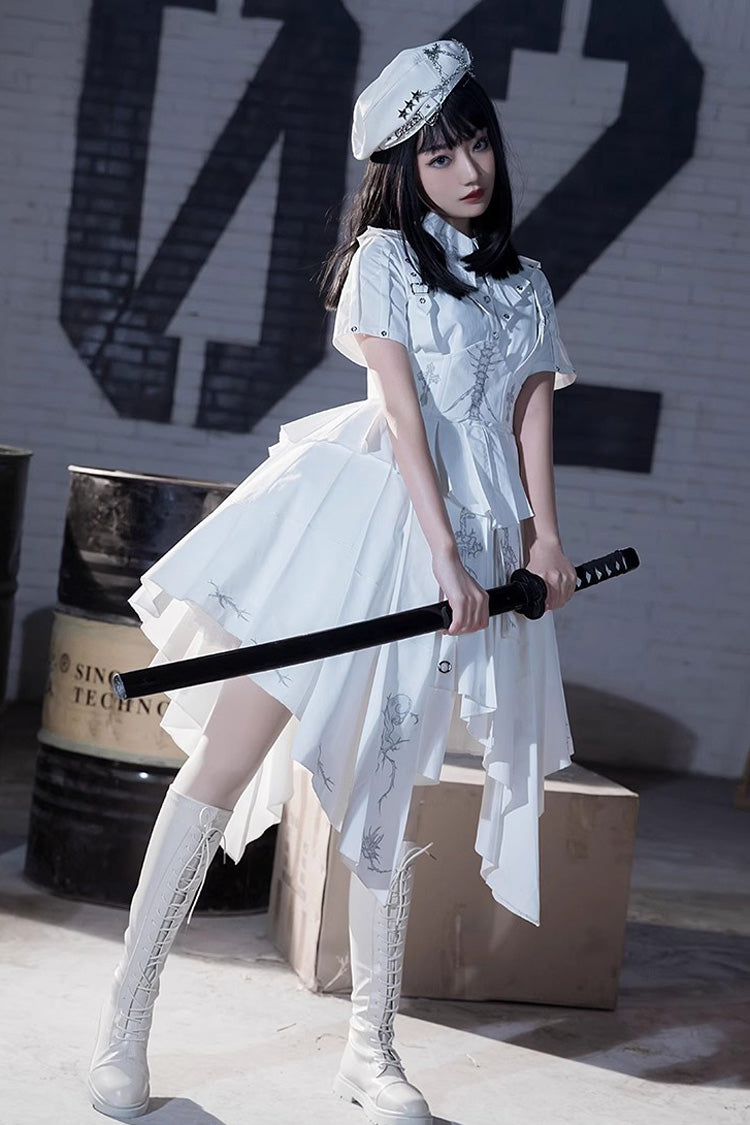 Gothic Lolita Dress - Travelling Thorns, White, Printed - Kawaii Statement Dress - additional product view 3