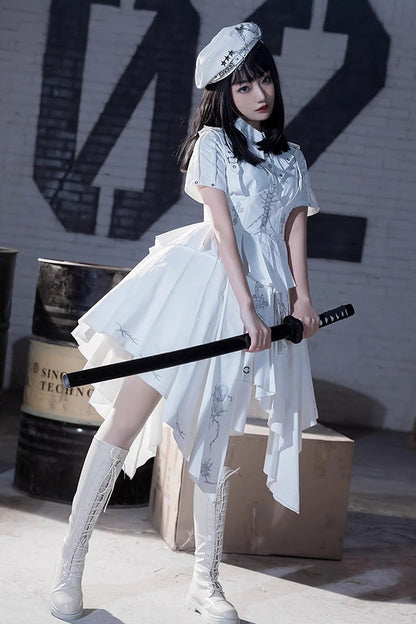 Gothic Lolita Dress - Travelling Thorns, White, Printed - Kawaii Statement Dress - additional product view 3