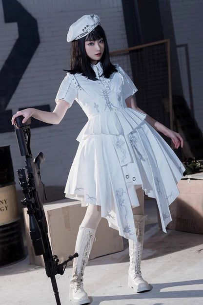Gothic Lolita Dress - Travelling Thorns, White, Printed - Kawaii Statement Dress - additional product view 6