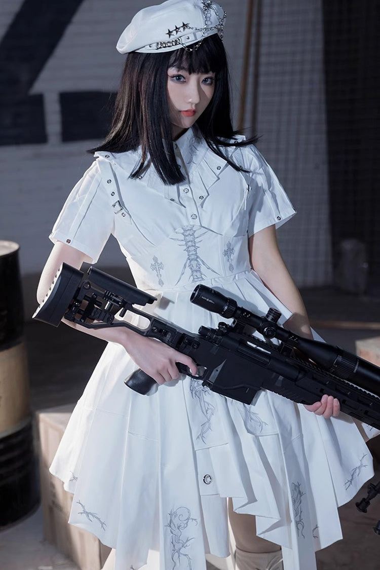 Gothic Lolita Dress - Travelling Thorns, White, Printed - Kawaii Statement Dress - additional product view 8