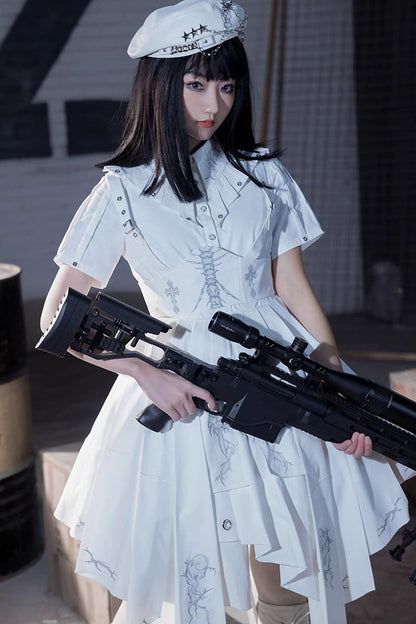 Gothic Lolita Dress - Travelling Thorns, White, Printed - Kawaii Statement Dress - additional product view 8