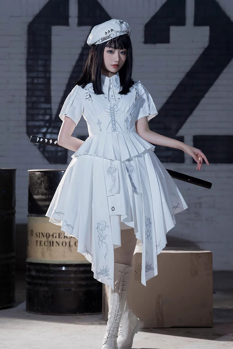 Gothic Lolita Dress - Travelling Thorns, White, Printed - Kawaii Statement Dress - main product image
