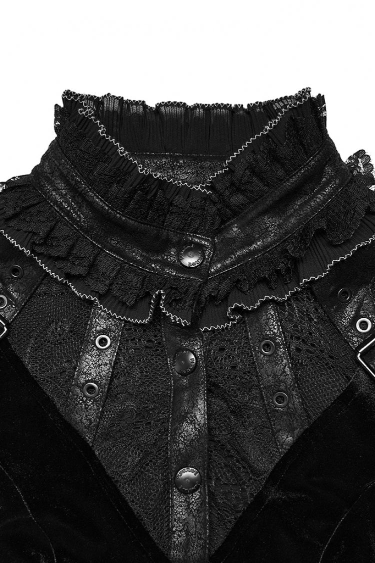 Gothic Lolita Dress - Trumpet Stitching Lace Irregular, 2 Colors, Stand Collar, Lace Trim - additional product view 6