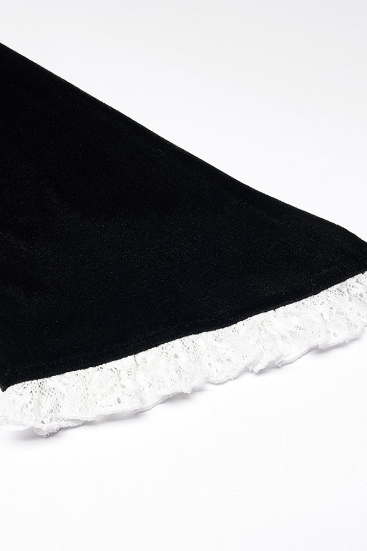 Gothic Lolita Dress - Trumpet Stitching Lace Irregular, 2 Colors, Stand Collar, Lace Trim - additional product view 14