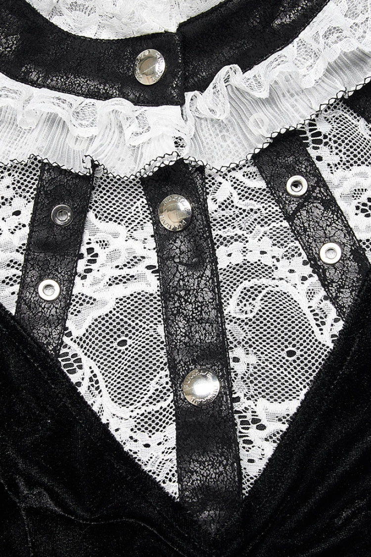 Gothic Lolita Dress - Trumpet Stitching Lace Irregular, 2 Colors, Stand Collar, Lace Trim - additional product view 16