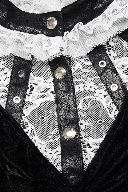 Gothic Lolita Dress - Trumpet Stitching Lace Irregular, 2 Colors, Stand Collar, Lace Trim - additional product view 16