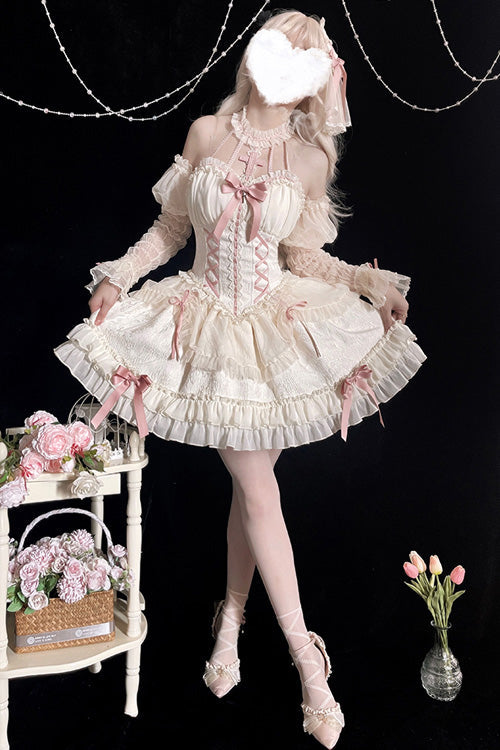 Gothic Lolita Dress - Tube Top, 2 Colors, Sweet Style, Ruffled, Layered - additional product view 2