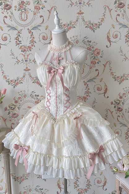 Gothic Lolita Dress - Tube Top, 2 Colors, Sweet Style, Ruffled, Layered - additional product view 5