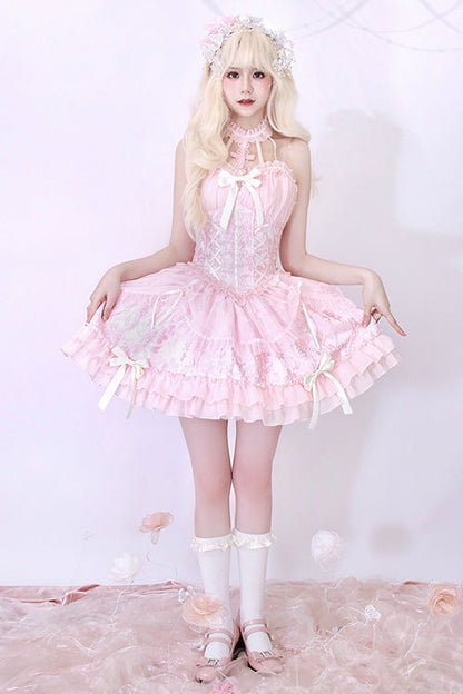 Gothic Lolita Dress - Tube Top, Pink, Ruffled, Layered, Sweet Style - additional product view 4