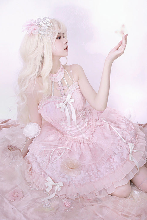 Gothic Lolita Dress - Tube Top, Pink, Ruffled, Layered, Sweet Style - additional product view 6