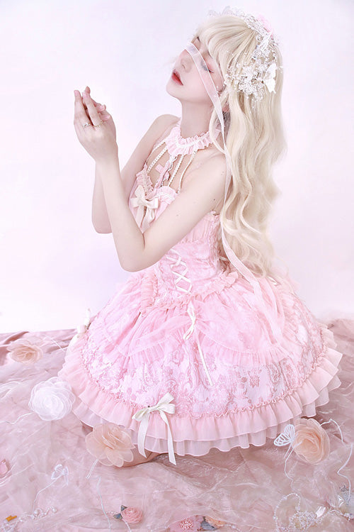 Gothic Lolita Dress - Tube Top, Pink, Ruffled, Layered, Sweet Style - additional product view 7