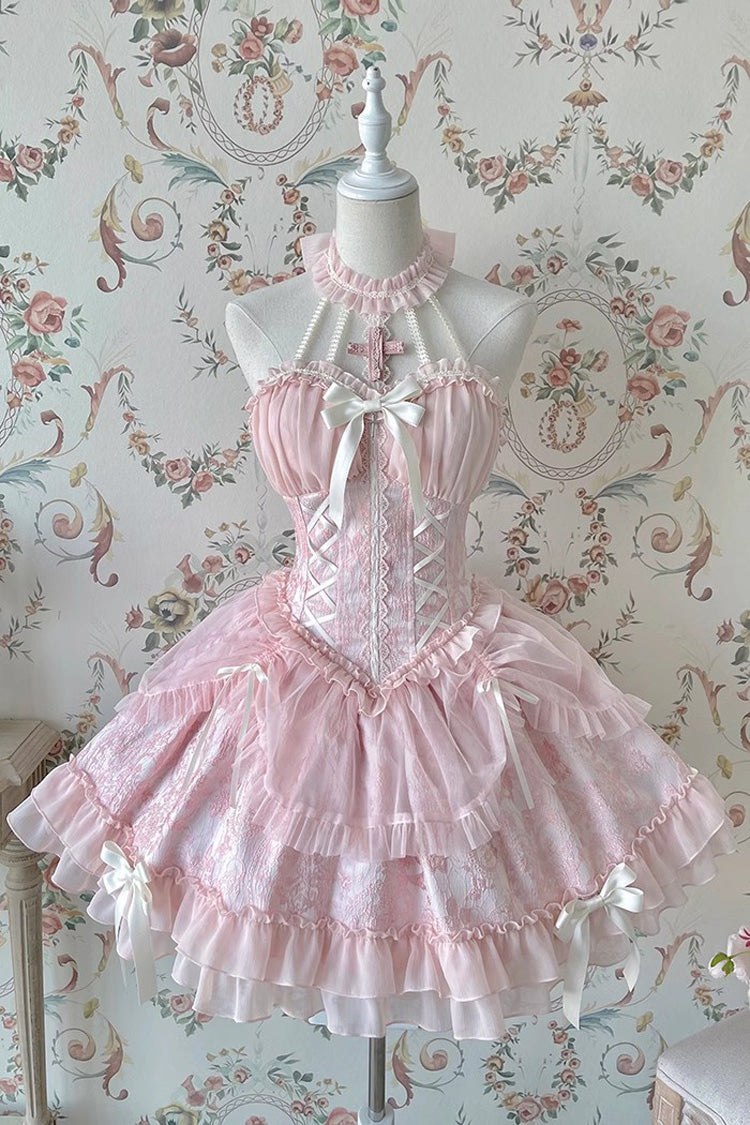 Gothic Lolita Dress - Tube Top, Pink, Ruffled, Layered, Sweet Style - main product image