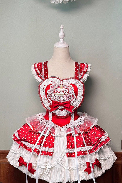 Gothic Lolita Dress - Twin Bears, 2 Colors, Printed, Sweet Style, Bow Detail - additional product view 3