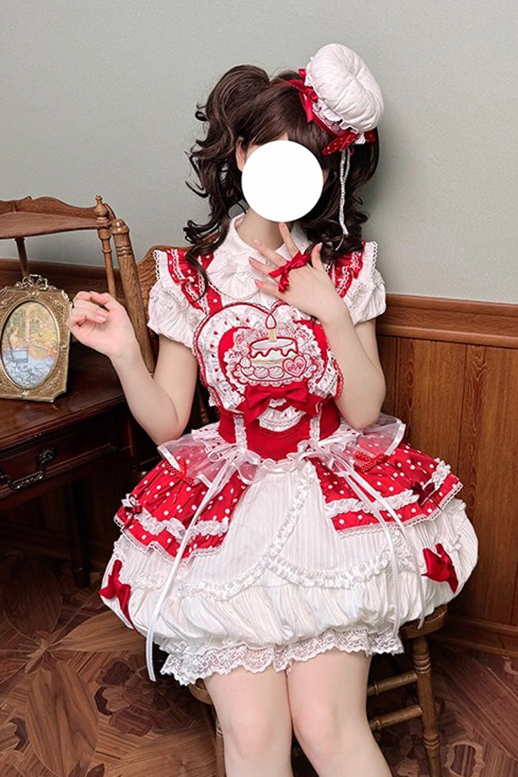 Gothic Lolita Dress - Twin Bears, 2 Colors, Printed, Sweet Style, Bow Detail - additional product view 4