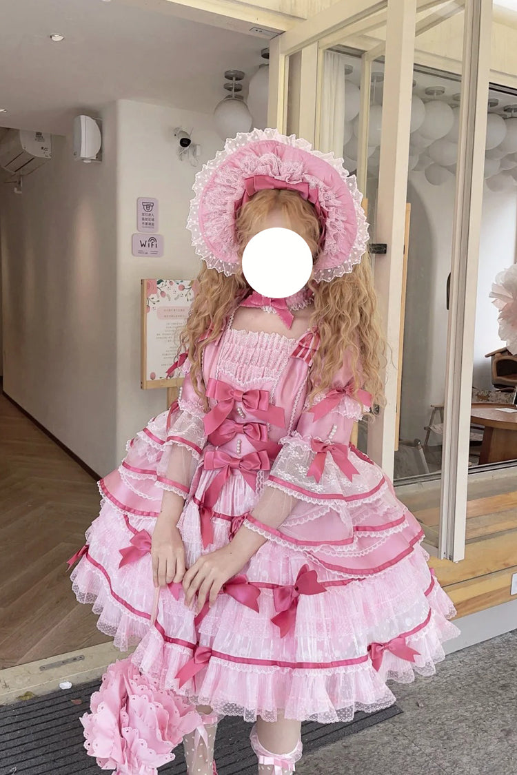 Gothic Lolita Dress - Velvet Cake, Pink, Detachable Detail, Long Sleeves, Sweet Style - additional product view 7