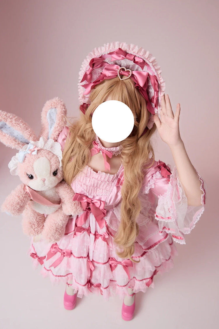 Gothic Lolita Dress - Velvet Cake, Pink, Detachable Detail, Long Sleeves, Sweet Style - additional product view 12