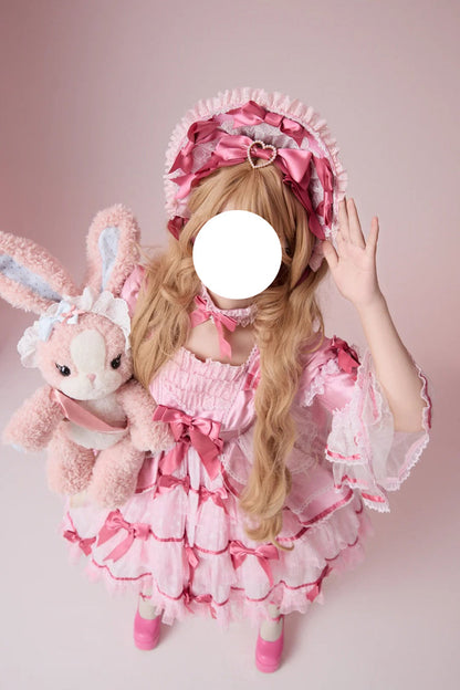 Gothic Lolita Dress - Velvet Cake, Pink, Detachable Detail, Long Sleeves, Sweet Style - additional product view 12