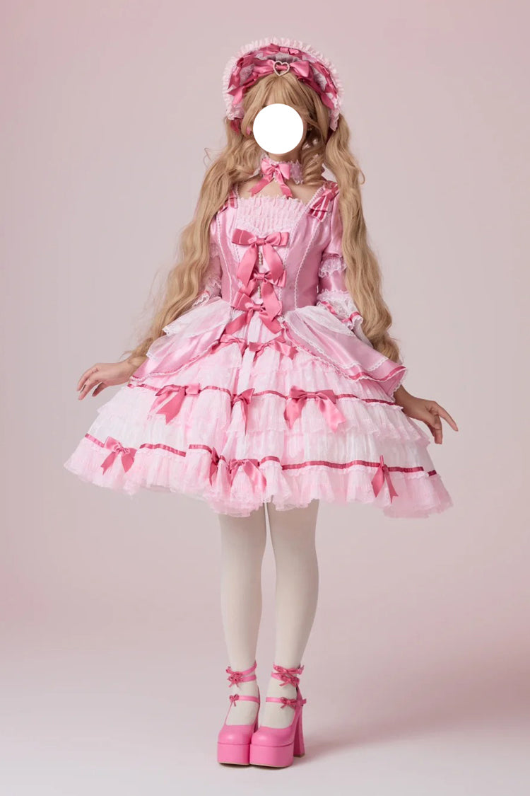 Gothic Lolita Dress - Velvet Cake, Pink, Detachable Detail, Long Sleeves, Sweet Style - additional product view 13