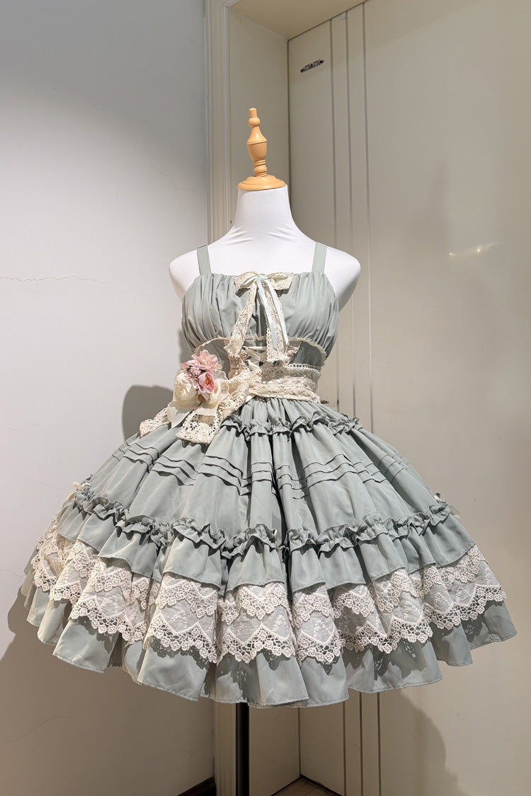 Gothic Lolita Dress - Vivian, Green, Sweet Style, Bow Detail, Lace Trim - additional product view 3
