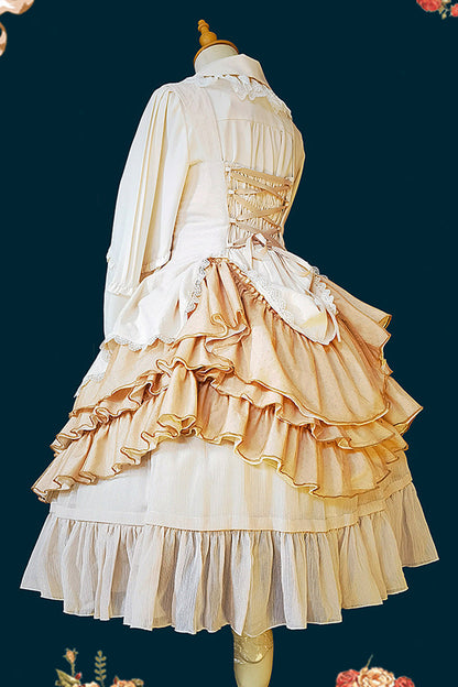Gothic Lolita Dress - Waltz, 2 Colors, Lace Trim, Ruffled, Layered - additional product view 6