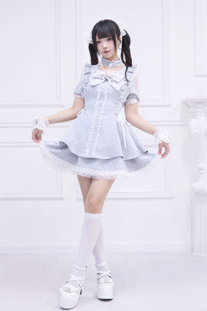 Gothic Lolita Dress - Waltz, Blue, Bow Detail, Ruffled - Kawaii Statement Dress - additional product view 4