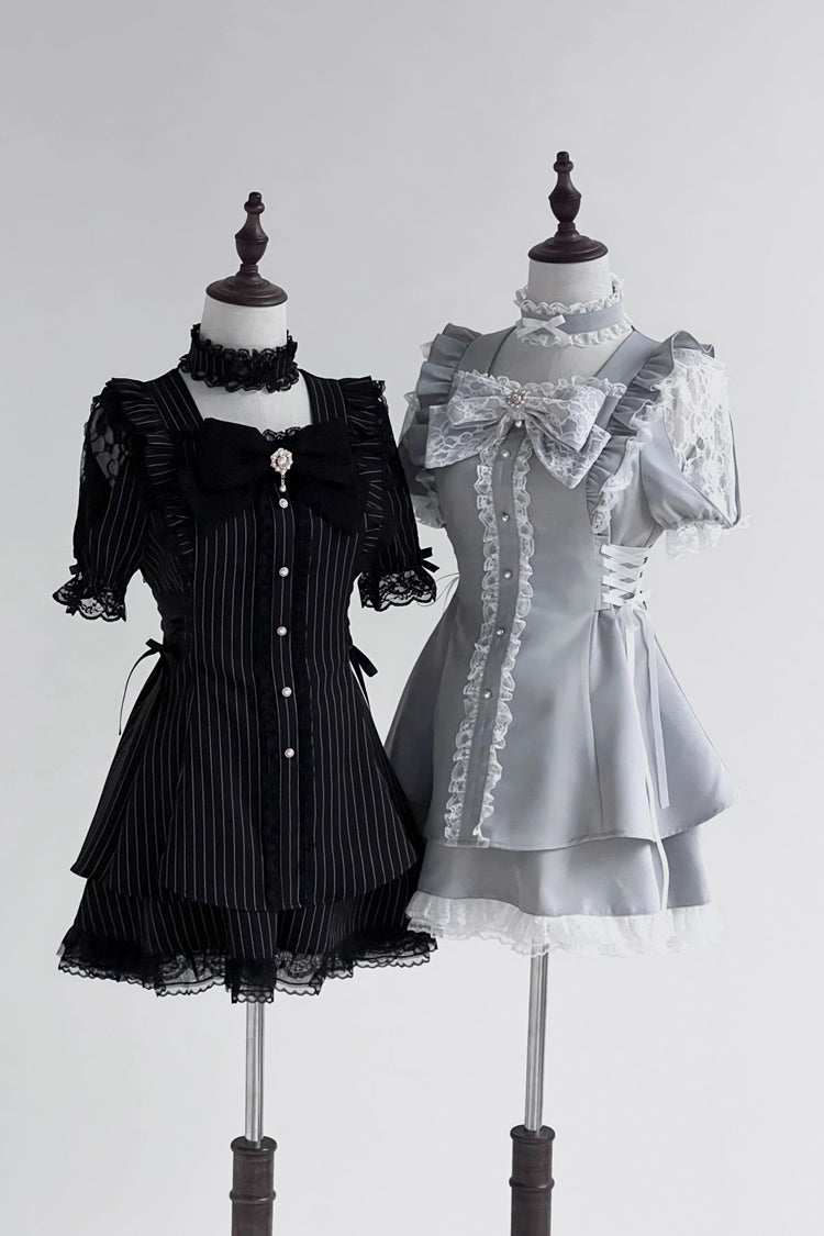 Gothic Lolita Dress - Waltz, Blue, Bow Detail, Ruffled - Kawaii Statement Dress - additional product view 7
