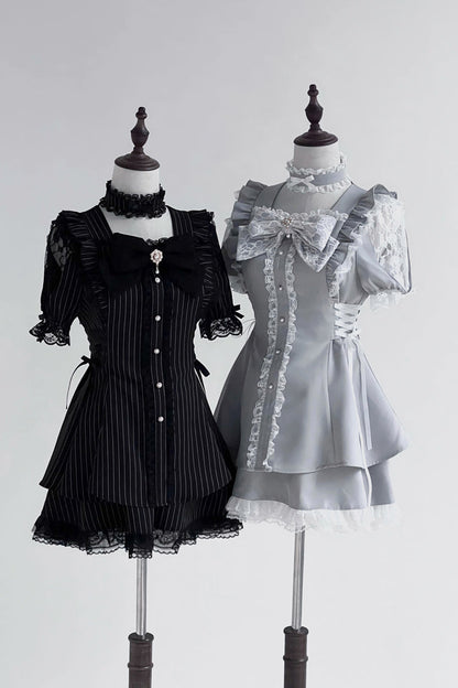 Gothic Lolita Dress - Waltz, Blue, Bow Detail, Ruffled - Kawaii Statement Dress - additional product view 7
