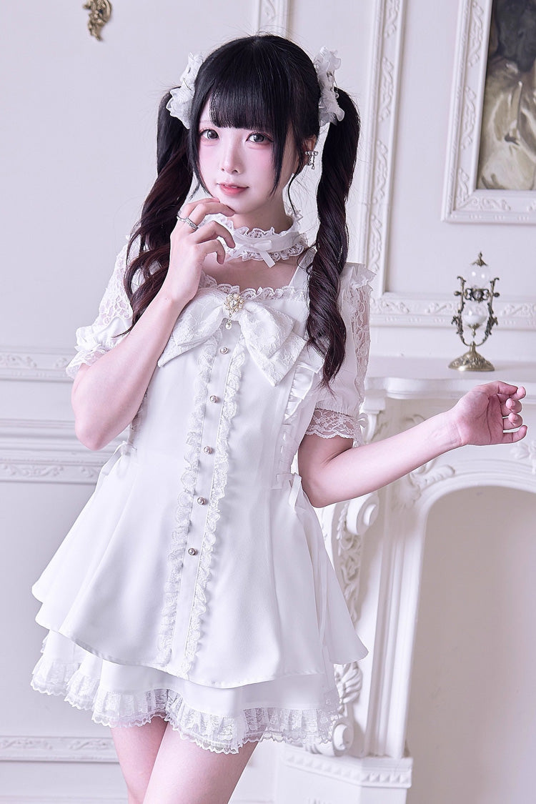 Gothic Lolita Dress - Waltz, White, Bow Detail, Ruffled - Tea Party Dress - additional product view 2