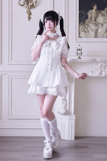 Gothic Lolita Dress - Waltz, White, Bow Detail, Ruffled - Tea Party Dress - additional product view 3