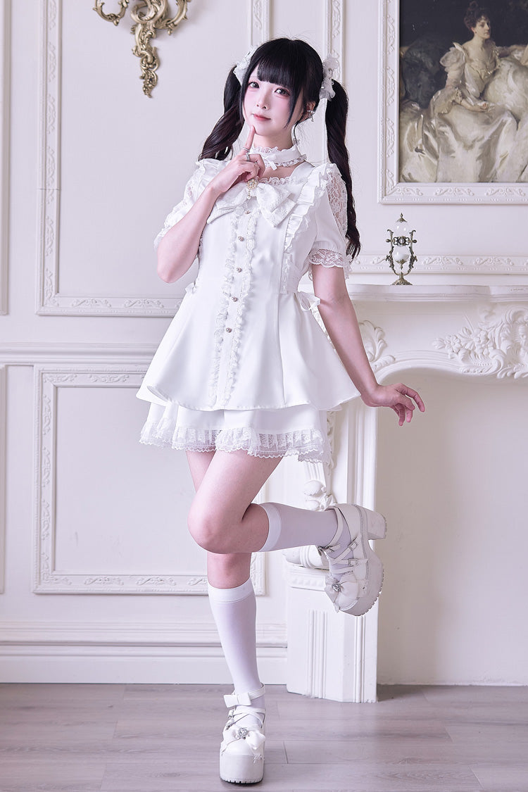 Gothic Lolita Dress - Waltz, White, Bow Detail, Ruffled - Tea Party Dress - additional product view 6