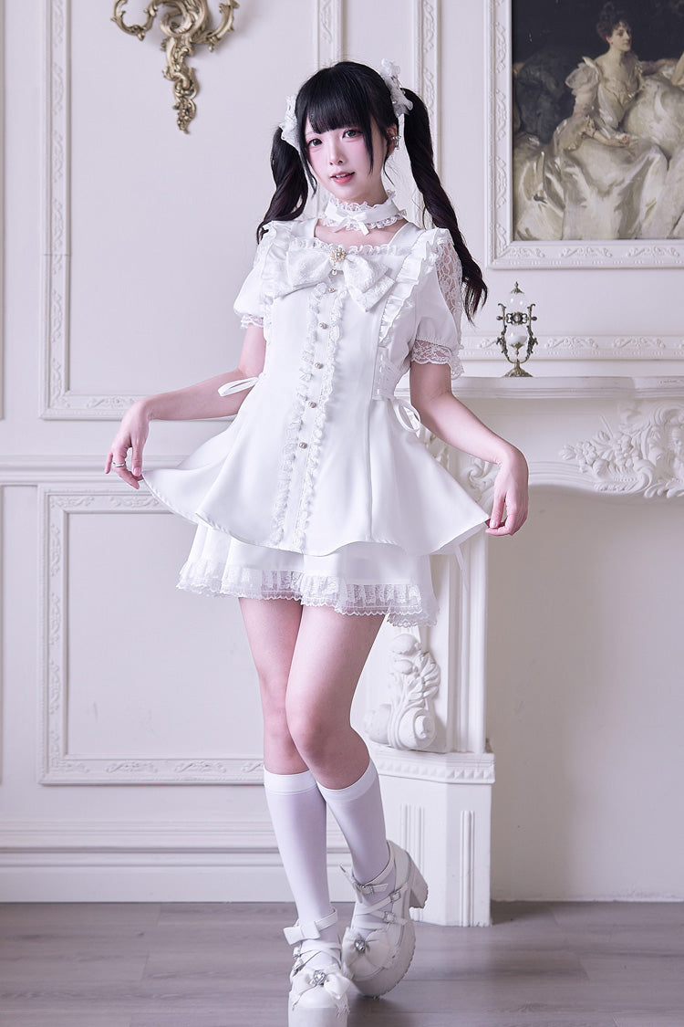 Gothic Lolita Dress - Waltz, White, Bow Detail, Ruffled - Tea Party Dress - additional product view 7