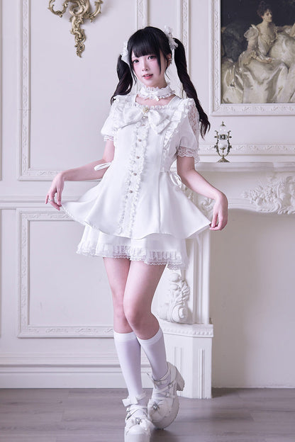 Gothic Lolita Dress - Waltz, White, Bow Detail, Ruffled - Tea Party Dress - additional product view 7