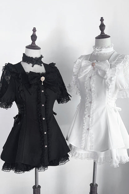 Gothic Lolita Dress - Waltz, White, Bow Detail, Ruffled - Tea Party Dress - additional product view 8