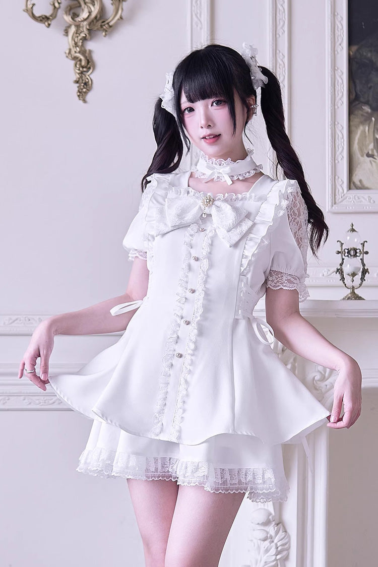 Gothic Lolita Dress - Waltz, White, Bow Detail, Ruffled - Tea Party Dress - main product image