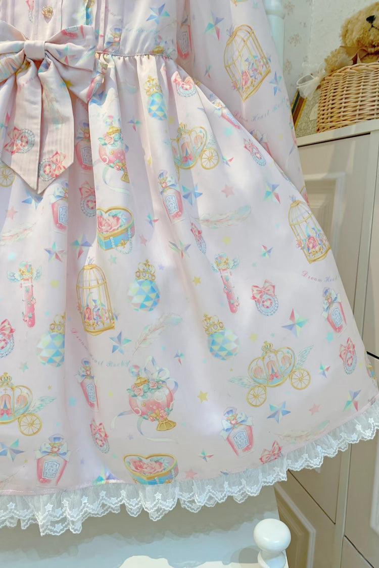 Gothic Lolita Dress - White/apricot, 2 Colors, Plus Size, Sweet Style, Bow Detail - additional product view 5