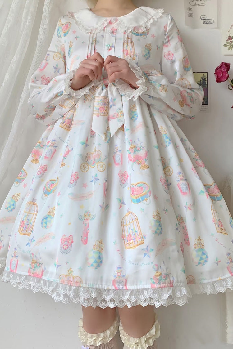 Gothic Lolita Dress - White/apricot, 2 Colors, Plus Size, Sweet Style, Bow Detail - additional product view 6