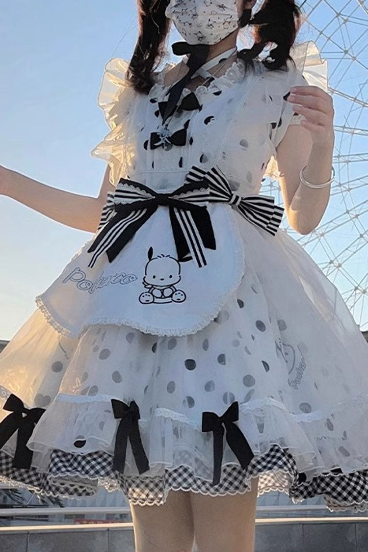 Gothic Lolita Dress - White/black, 2 Colors, Sweet Style, Bow Detail, Ruffled - main product image