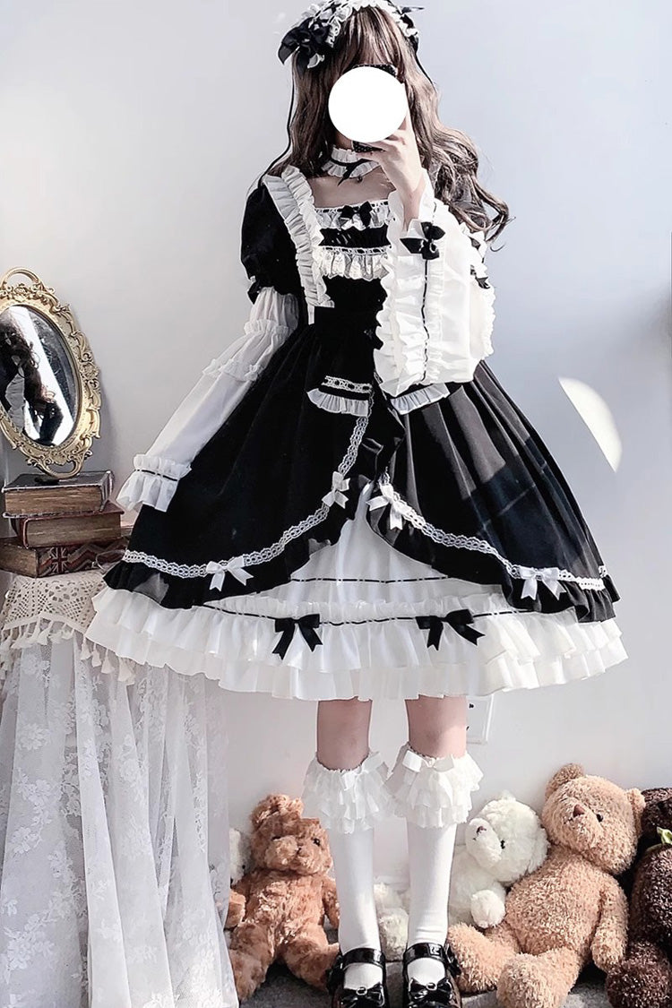 Gothic Lolita Dress - White/black Hime Sleeves, 2 Colors, Detachable Detail, Ruffled - additional product view 2