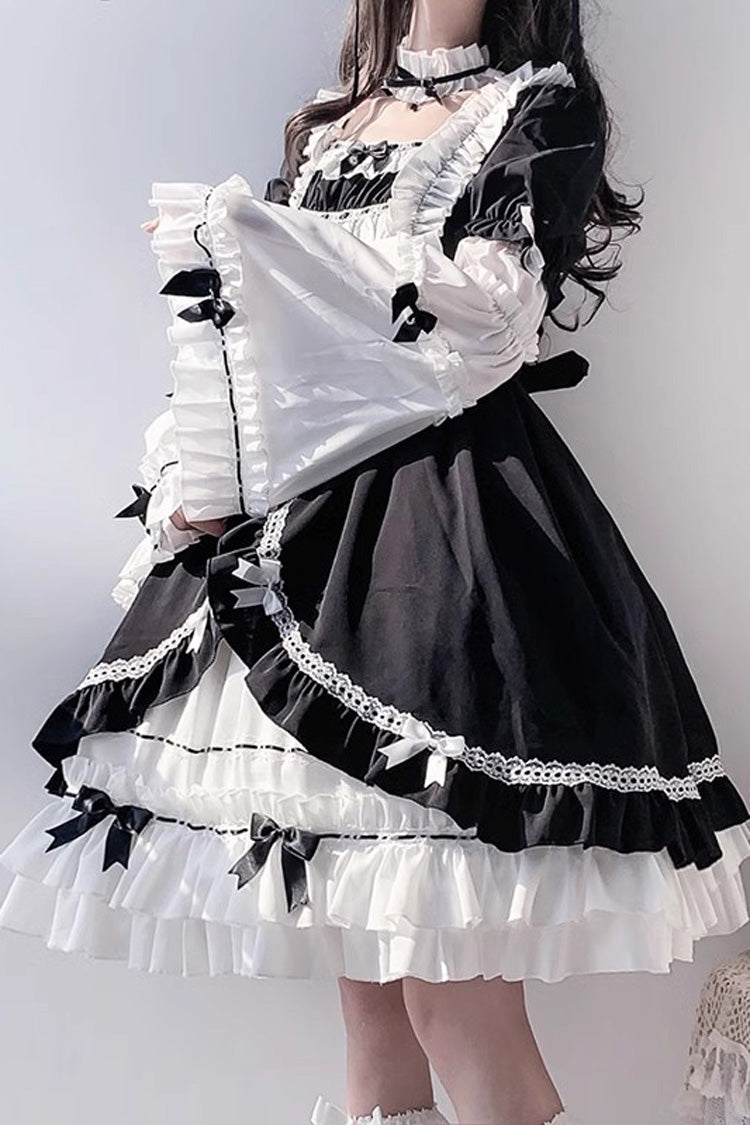 Gothic Lolita Dress - White/black Hime Sleeves, 2 Colors, Detachable Detail, Ruffled - additional product view 6
