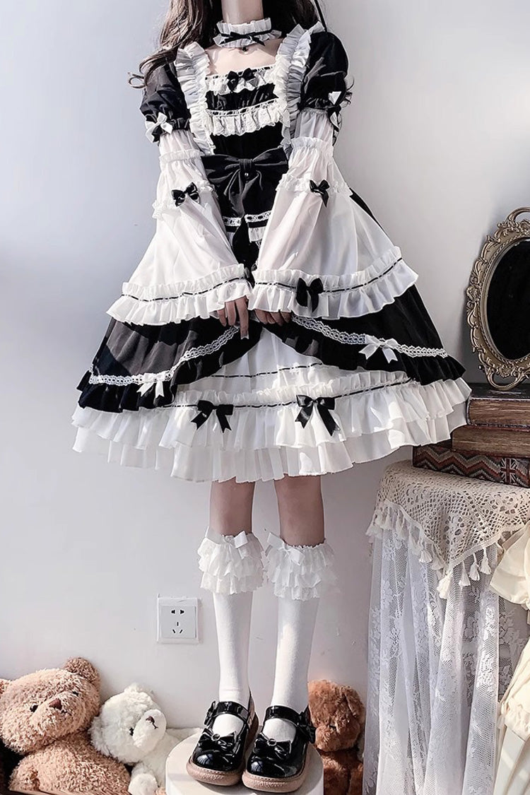 Gothic Lolita Dress - White/black Hime Sleeves, 2 Colors, Detachable Detail, Ruffled - additional product view 7
