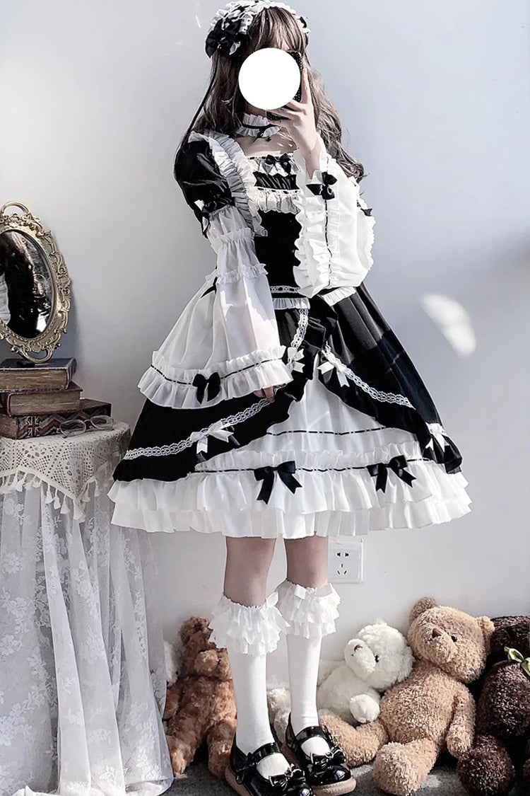 Gothic Lolita Dress - White/black Hime Sleeves, 2 Colors, Detachable Detail, Ruffled - additional product view 9