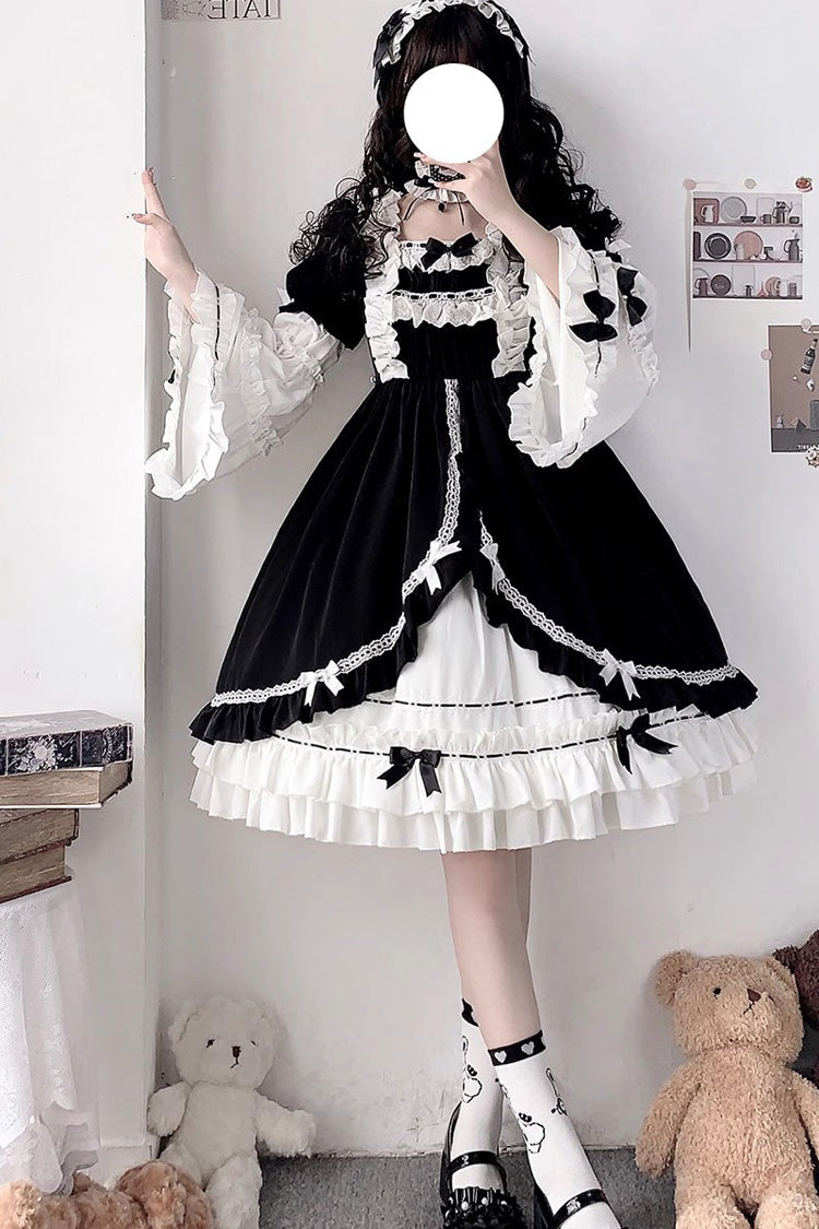 Gothic Lolita Dress - White/black Hime Sleeves, 2 Colors, Detachable Detail, Ruffled - additional product view 11
