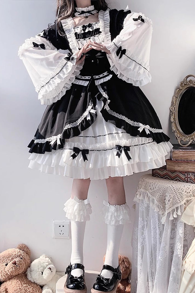 Gothic Lolita Dress - White/black Hime Sleeves, 2 Colors, Detachable Detail, Ruffled - additional product view 12